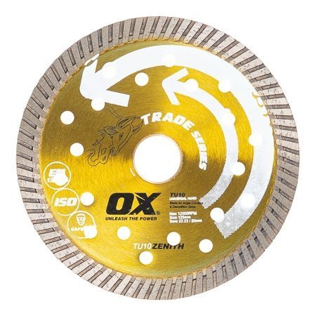 OX TOOLS Turbo Universal/Hard Diamond Blade 5"- Bore: 7/8" - 5/8" OX-TU10-5